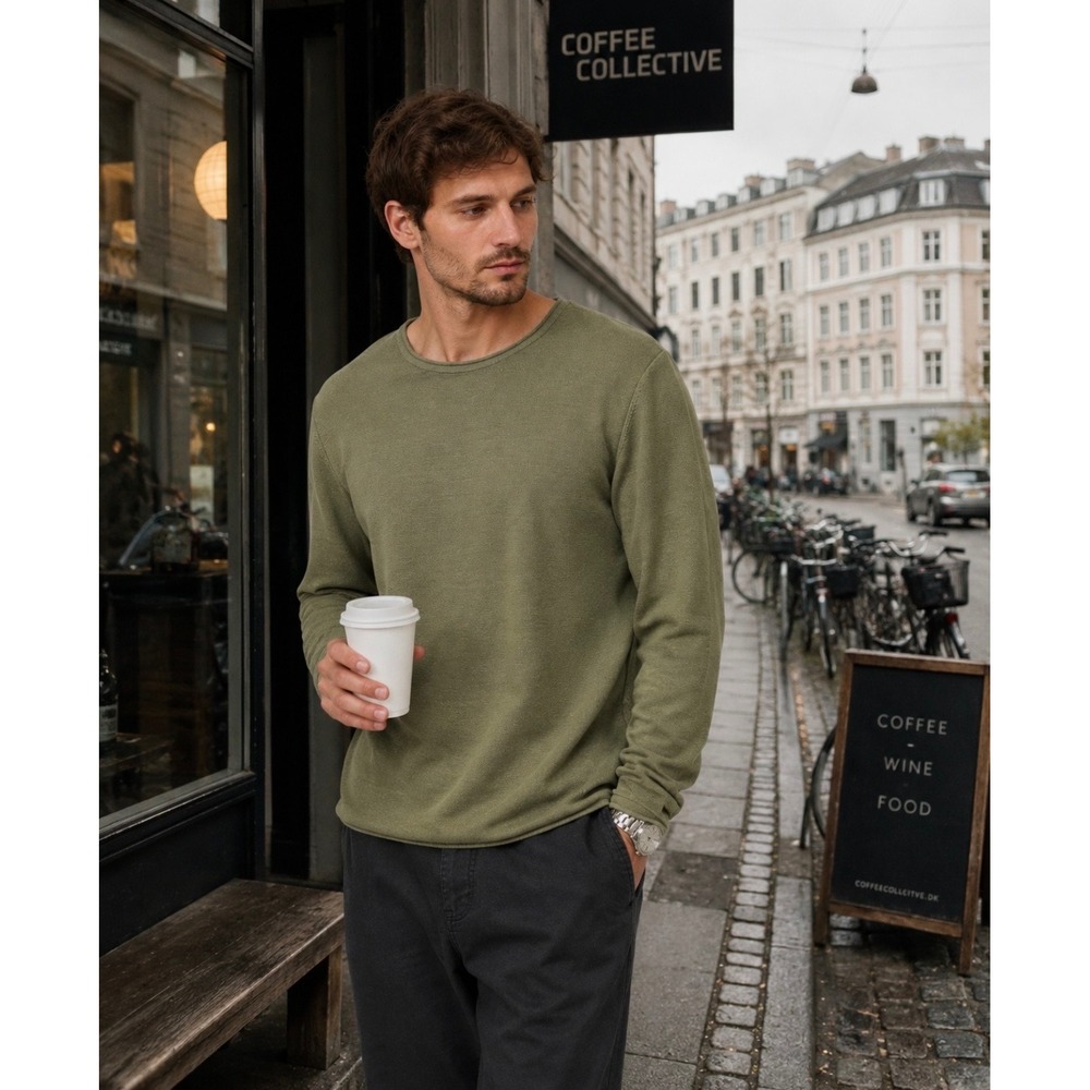 s. Oliver Sweater Mens Extra Large Green Pullover Crewneck Cotton Casual Classic